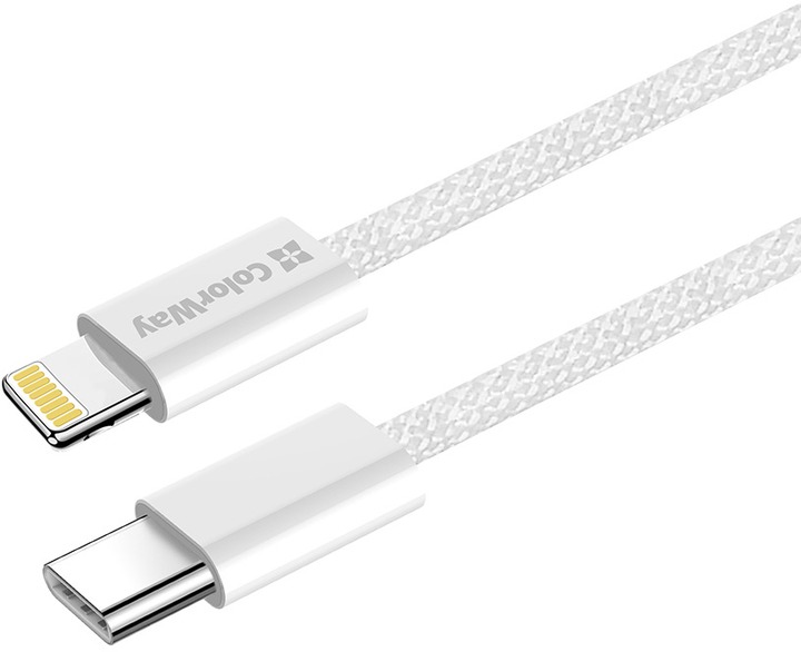 Кабель ColorWay Type-C - Apple Lightning (braided cotton) (PD Fast Charging 27W) 1 м серый (CW-CBPDCL061-GR)