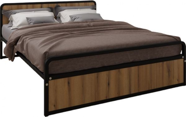 Кровать Хайтек люкс 160x200 см черный/орех 