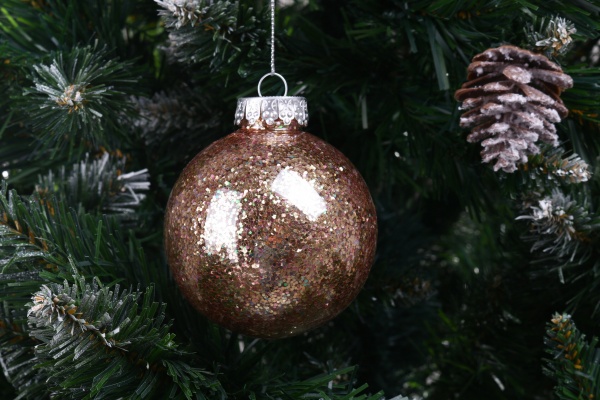 Шар новогодний с блискисткам 80 мм в ассортименте CAA114700