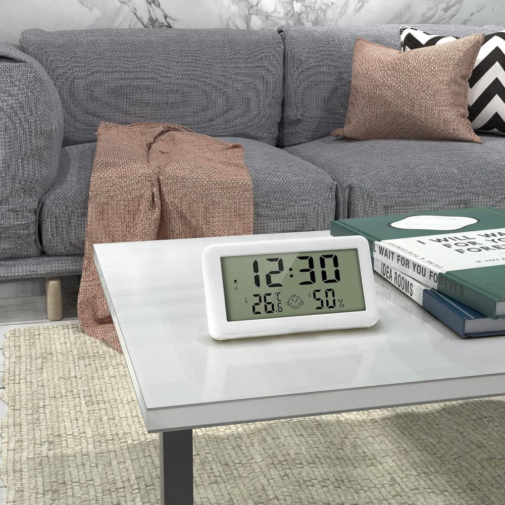 Термогигрометр цифровой с часами CX-1206 белый