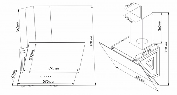 Вытяжка Eleyus LUNA 1200 LED 60 WH