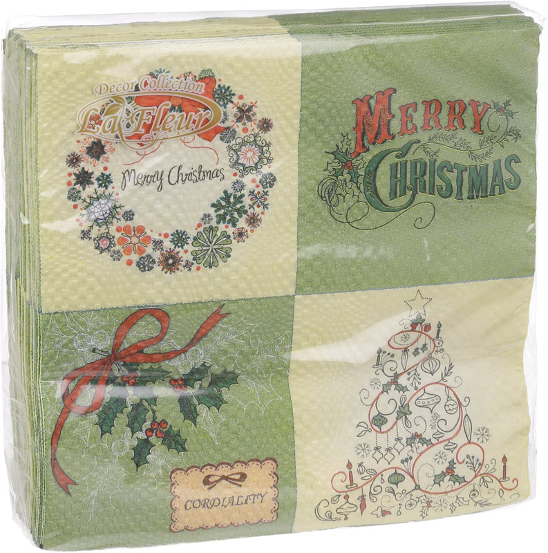 Салфетки La Fleur Винтажная елка 33x33 см 20 шт