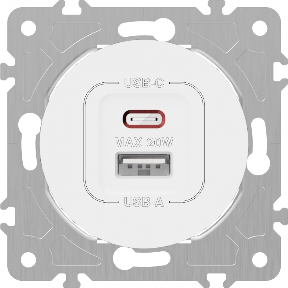 Механізм розетки USB + Type C HausMark Bela білий