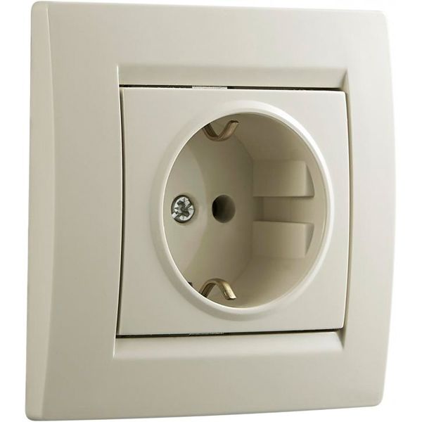 Розетка с заземлением UP! (Underprice) One без крышки крем 706-0303-122B