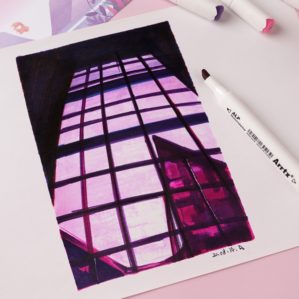 Набор маркеров Arrtx спиртовых Alp ASM-02PL 24 цвета фиолетовые оттенки LC302239 