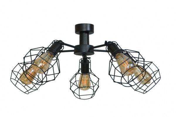 Люстра стельова Геотон ЛС0550/5 5x60 Вт E27 чорний 48844 