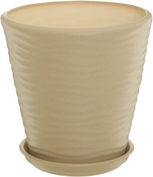 Горшок керамический Ориана-Запорожкерамика Новая Волна глянец крошка круглый 5,5л бежевый 