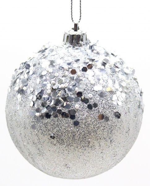 Шар новогодний Глиттер d80 2133 белый