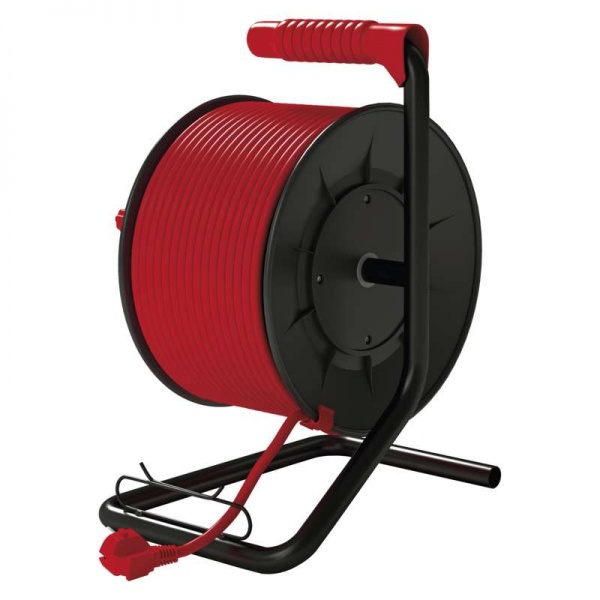 Удлинитель на катушке Emos с заземлением 4 гн. красный 25 м P092251