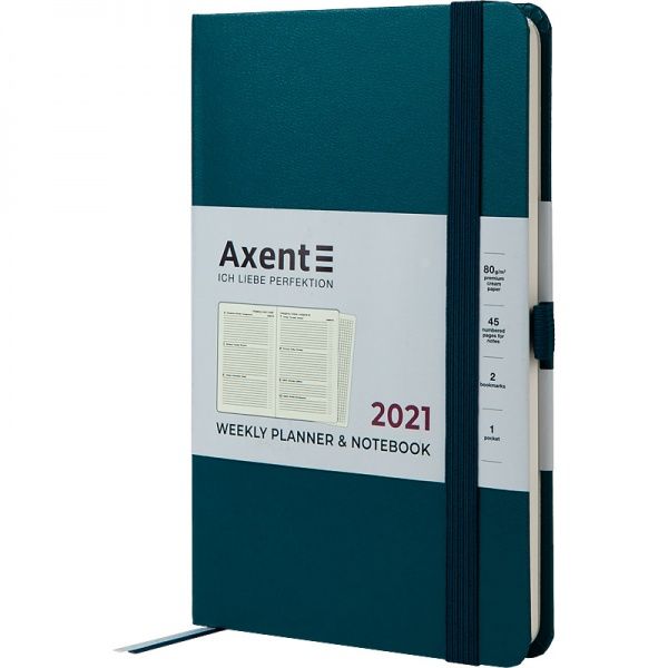 Щотижневик 2021 Partner Strong А5- малахітовий Axent 46565