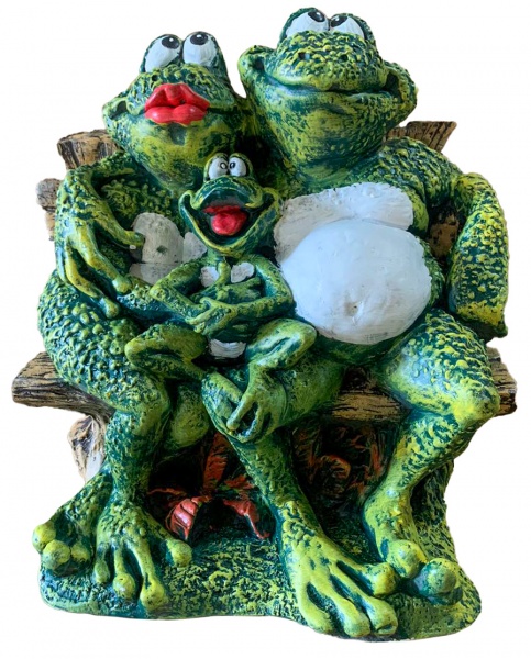 Скульптура садовая Семья Жаб на лавке