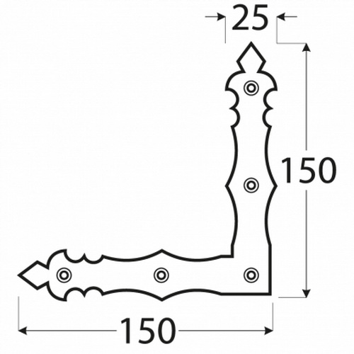 Уголок монтажный Domax равносторонний 150x150x25 мм 2,5 мм NAD 1 черный