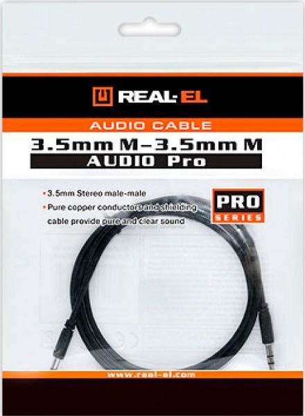 Кабель Real-el mini-jack 3,5 мм 1 м чорний (Audio Pro 3.5mm M - 3.5mm M 1m) 