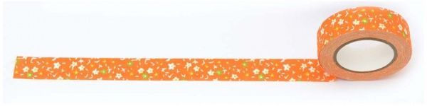 Самоклейка текстильна стрічка Помаранчеві квіти, 1,5 см*5м 