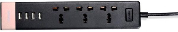 Сетевой фильтр Remax 3 x Plug-4 х USB х 2.1А с заземлением 3 гн. черный 1,8 м RU-S2-EU-BLACK 