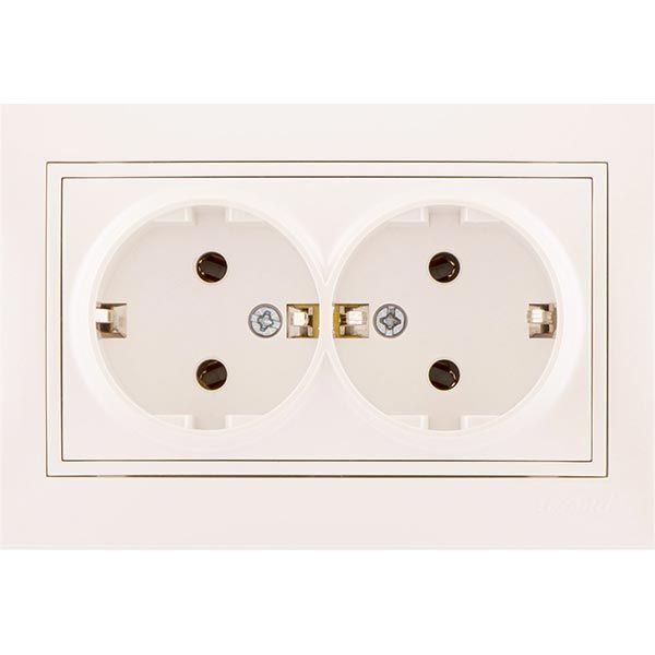 Розетка двойная с заземлением Lezard Mira 16 А 250 В 701-3030-127В без шторок белый