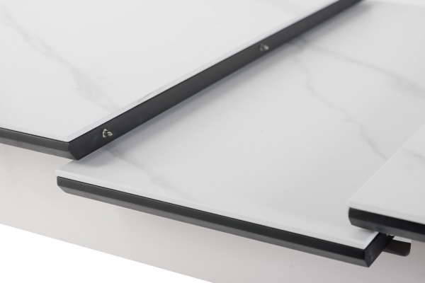 Стол обеденный Климена белый мрамор/черный 