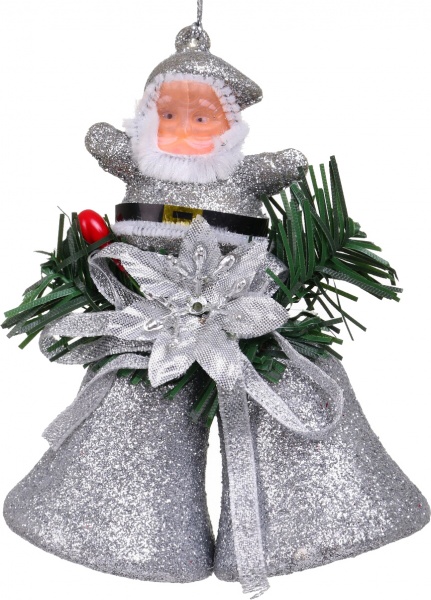 Декоративна підвіска Дзвоники з декором 14 см срібло NY21014