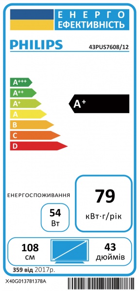 Телевізор Philips 43PUS7608/12
