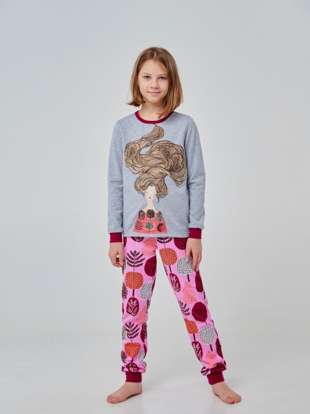 Піжама для дівчаток Smil 104696 р.134 сірий меланж 104696 