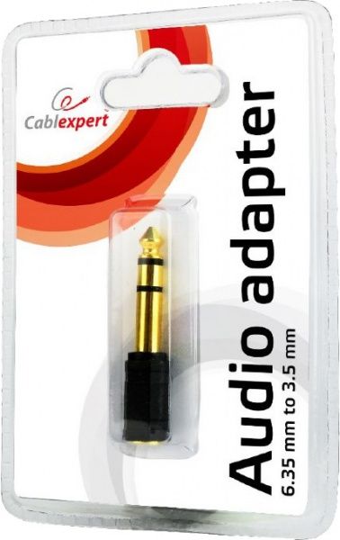 Перехідник Cablexpert аудіо/стерео чорний (A-6.35M-3.5F) аудіо, 6.35мм M / F 3.5 мм 
