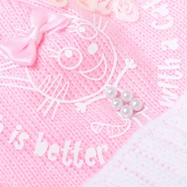 Шапочка дитяча для дівчинки Luna Kids р.36 рожевий із білим 2105 