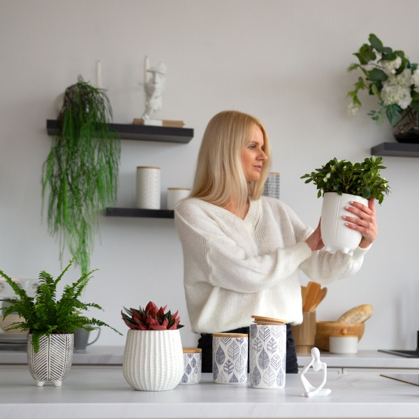 Кашпо керамическое МВМ DH-FLOWERS-28 M WHITE 14 см Белый 