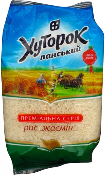 Рис ТМ Хуторок панський 1000 г Жасмін шліфований довгий Екстра 4820211662141 