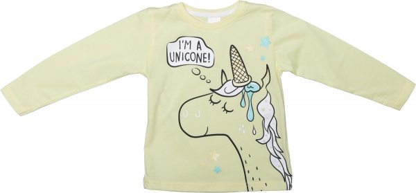 Футболка для дівчаток Luna Kids з принтом Unicone р.98 ваніль 