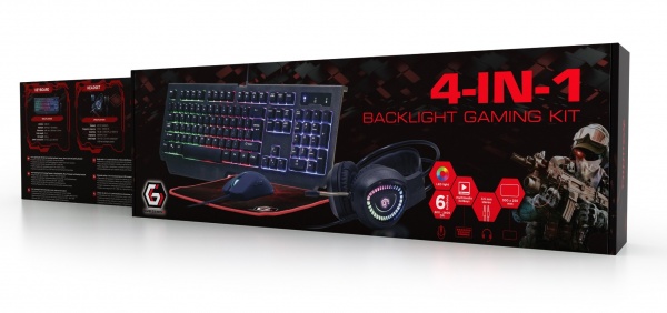Комплект клавіатура та миша Gembird 4-в-1 з RGB підсвічуванням