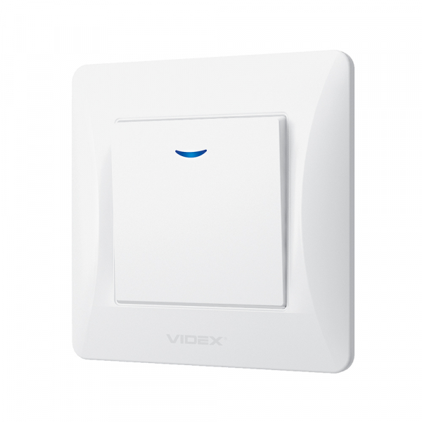 Выключатель одноклавишный Videx Binera с подсветкой белый VF-BNSW1L-W