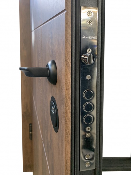 Дверь входная Министерство дверей Оптима 257 спил дерева коньячный 2050х860 мм правая