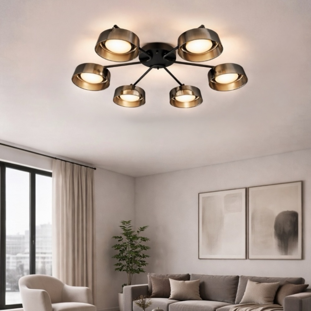 Люстра стельова LIGHT SET DUSHA MS228 6x12 Вт GX53 чорний/димчатий