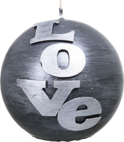 Свеча декоративная Love, d=10 см, серая Pako-If
