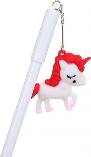 Ручка гелевая Единорог бело-красный 