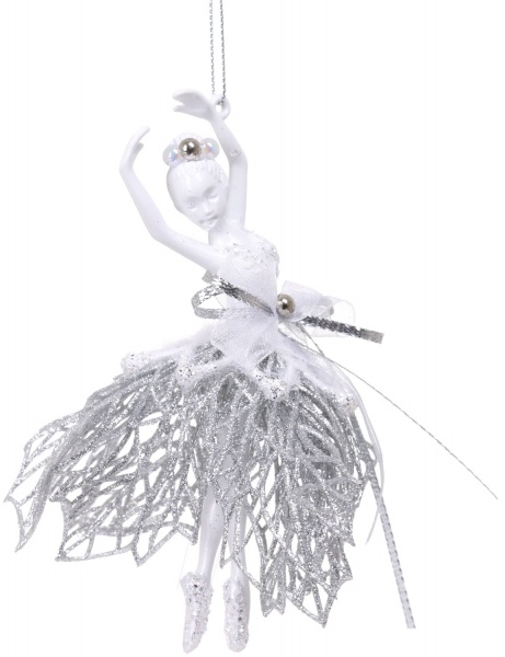 Подвеска Балерина декор Элит 9х12х3 см серебряный