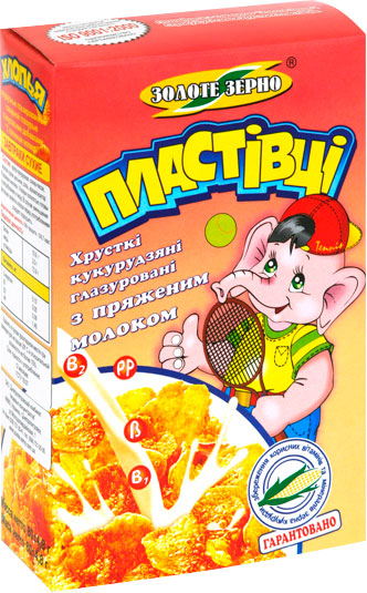 Хлопья ЗОЛОТЕ ЗЕРНО кукурузные с топленым молоком 80 г (4820017293341) 