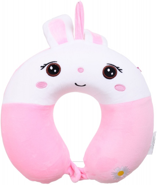 Подушка дорожная Зайчик 30х30 см белый с розовым Luna