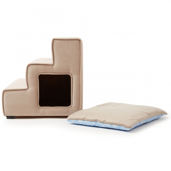 Пандус-ступени с лежанкой PETBED Velor правый 55x42x42 см бежевый