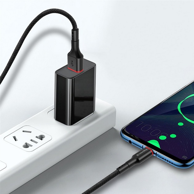 Кабель ColorWay USB - Type-C (PVC - red head) 2.4А 1 м чорний (CW-CBUC064-BK)