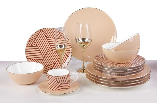 Сервиз столово-чайный Lina Beige 30 предметов на 6 персон Fiora