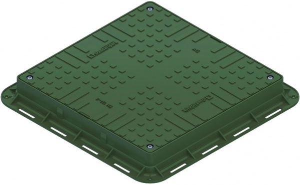 Люк квадратный Standartpark 700х700 мм Basic ЛК-56.70.09-ПО легкий (А15) 35487.2-22 с замком зеленый
