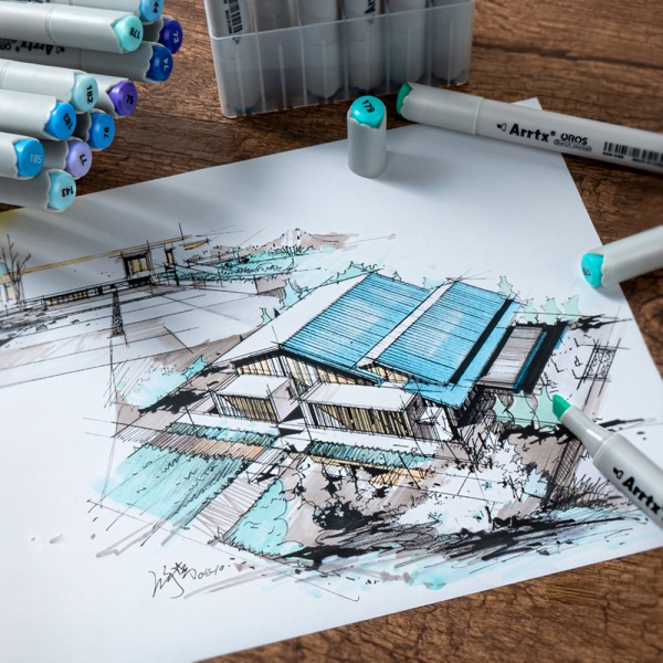 Набор маркеров Arrtx Oros ASM-03BU 24 цвета синие оттенки LC302529 