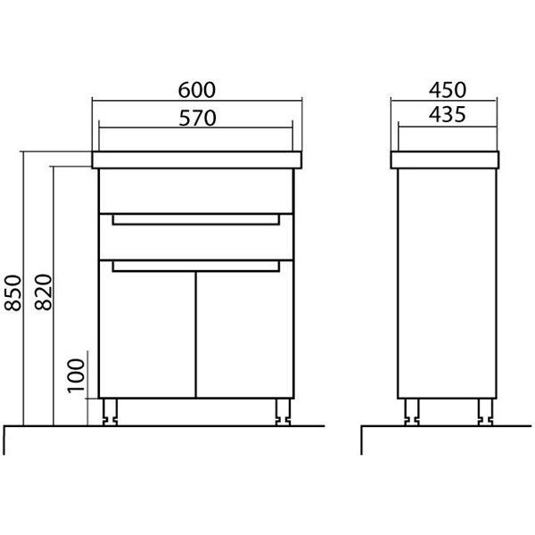 Тумба підлогова Aqua Rodos Омега 60 з умивальником Frame