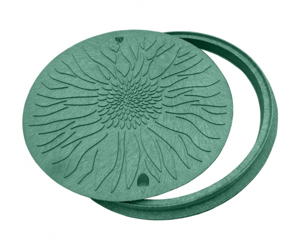 Люк канализационный POLYMERGRAD 670 мм садовый с замком зеленый