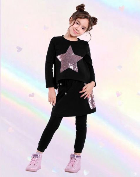 Кофта PURPURINO с аппликацией звезда р.128 черный 5042/128 