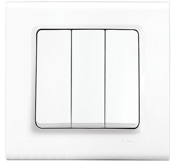 Вимикач триклавішний Viko Linnera без підсвітки 10 А 250В білий 90400068