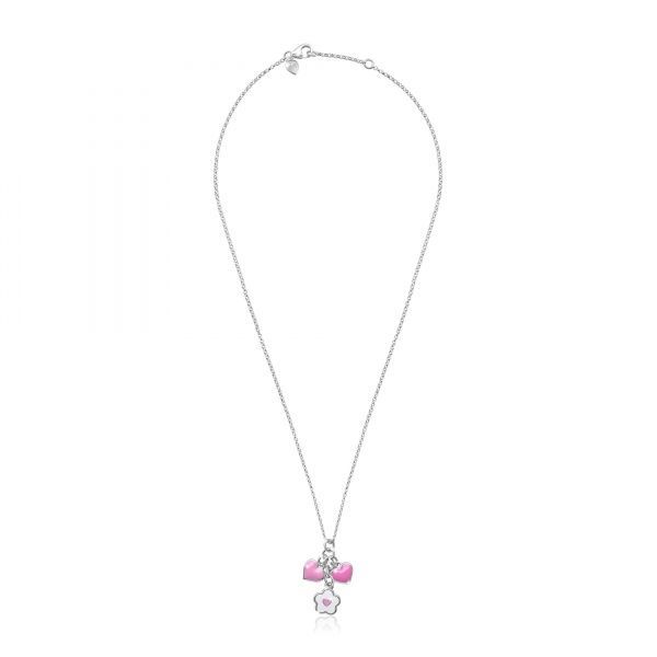 Колье UMa&UMi Цветочек с сердечком бело-розовый