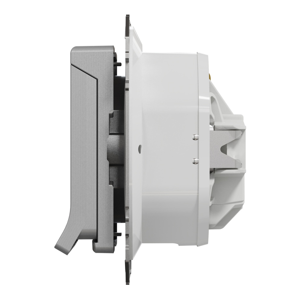 Розетка силовая с заземлением Schneider Electric Sedna Design со шторками с крышкой алюминий SDD213024