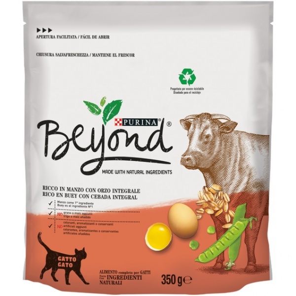 Корм для дорослих кішок Purina BEYOND® з високим вмістом яловичини та цільнозернового ячменю 350 г